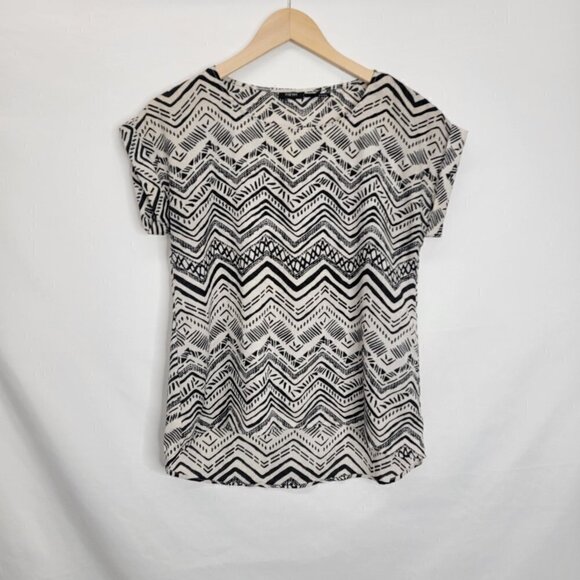 POETRY Cap-Sleeve Chevron Blouse Tee Shirt - Picture 3 of 10